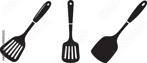 Silhouette of kitchen utensils isolated on white background, cooking and culinary tools shadow illustration, clean monochrome cookware and bakeware design