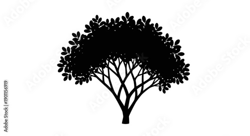 Silhouette Tree Isolated on White Background