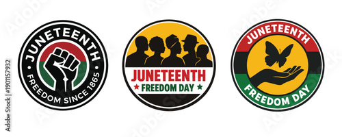 Juneteenth June 19 Cultural Seal Logo in Pan-African Colors