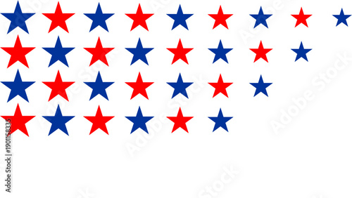 Vector illustration of a patriotic pattern featuring red and blue stars, symbolizing national pride and festive celebrations.