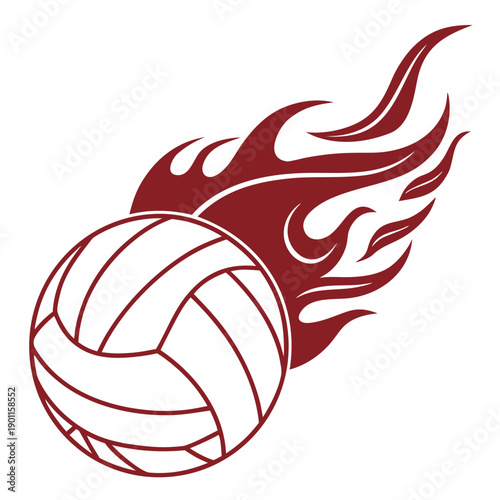 Red flame with a volleyball sports recreation