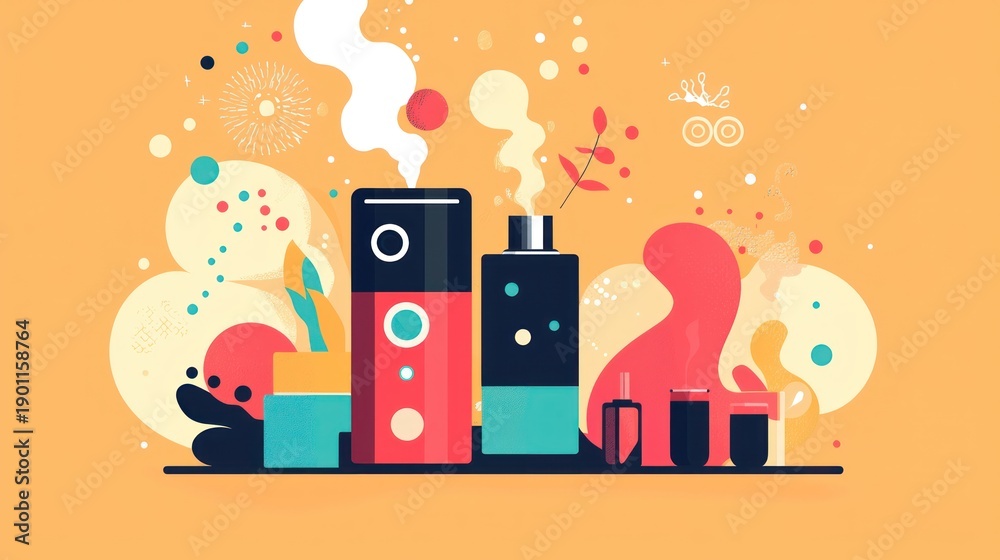 Fototapeta premium Flat vector illustration of modern vape device