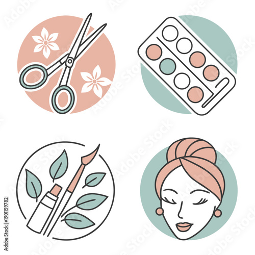 Simple vector food icons set with cartoon style symbols for kids and education