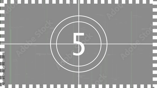 Movie countdown frame with number 10 - 0 suitable for film industry promotional material. Countdown movie from 10 to 0 number. Old film countdown.