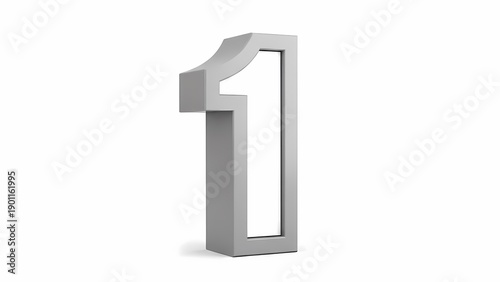 Free Download 3D Metallic Number One Isolated on White Background - GFXLoad