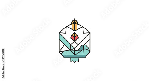 Geometric shapes forming a cube.