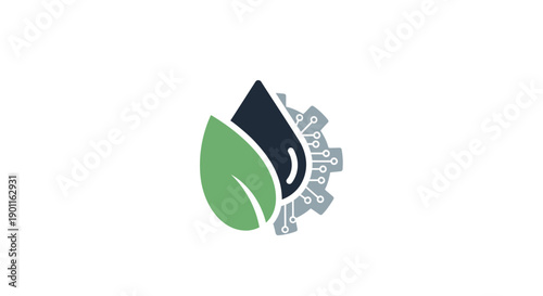Foto Green and Black Leaf Logo Design.