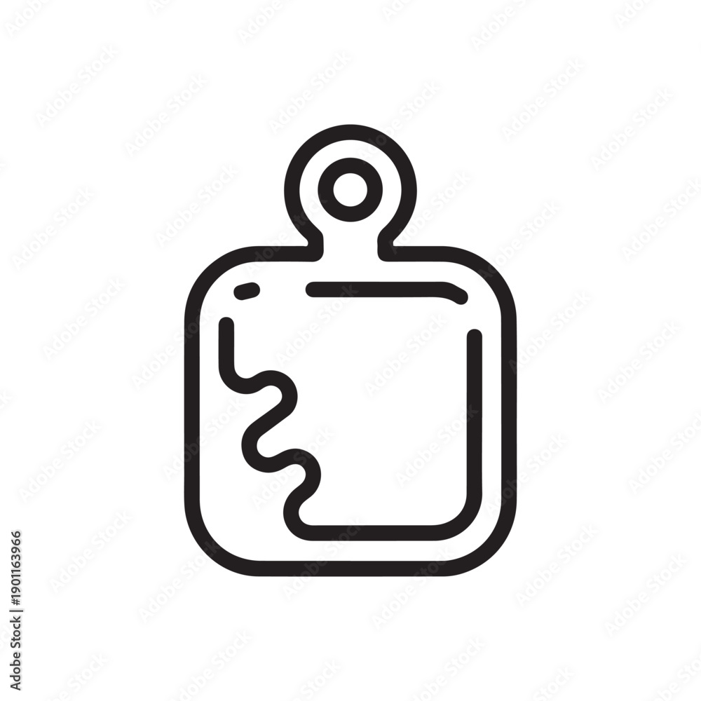 Obraz premium Minimalist Cutting Board Line Art Icon for Kitchenware, Cooking Preparation, and Food Chopping Graphic Design