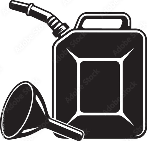 Black silhouette of an oil canister, isolated on a white background. Clean vector illustration ideal for automotive, industry, lubrication, and minimalist graphic designs.