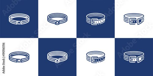 Icon Set Vector of 4 Minimalist Belt and Collar Designs
