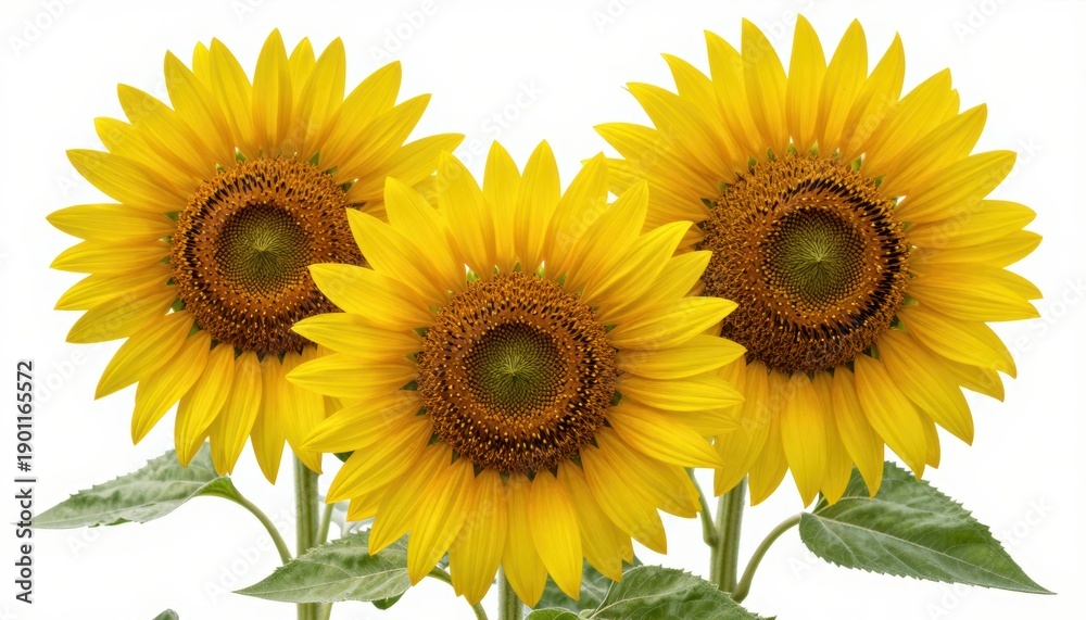 Obraz premium Vibrant sunflower blooms in a clear environment nature photography close-up view beauty and growth