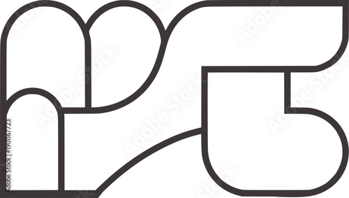 Black minimalist abstract geometric with interlocking rounded shapes