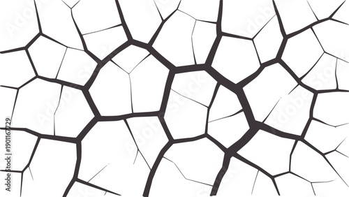 Contrast black and abstract polygonal crack pattern texture