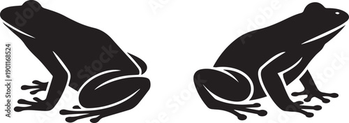 Black silhouette of a frog, isolated on a white background. Clean vector illustration ideal for wildlife, nature, logos, icons, and minimalist graphic design projects.