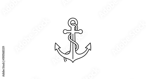 Simple Black and White Anchor Illustration.