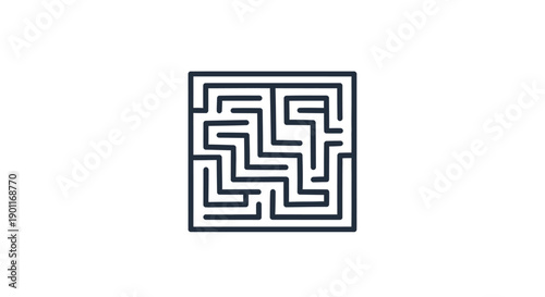 Simple Black Square Maze Icon Design.