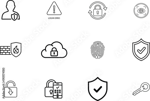 Security and protection icons set