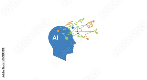 Human Head with AI Concept Illustration.