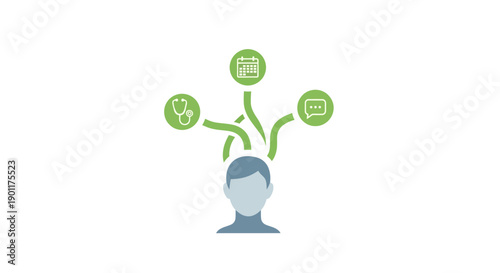 Human Head with Social Media Icons Emerging.