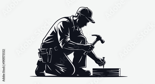 A farmer in overalls and a hat bending down to lift a metal bucket from the ground in a simple illustration.