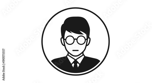 Illustration of man in suit and glasses.
