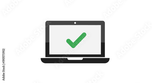 Laptop with green check mark.