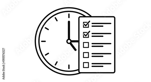 Clock face with a to do list overlay representing time management and tasks