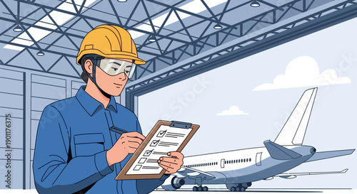 A Female Airport Ground Staff Checking List Before Flight