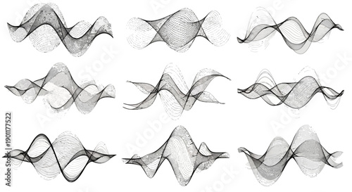 Abstract visualization of sound waves or data streams in a flowing, ethereal, and dynamic pattern.