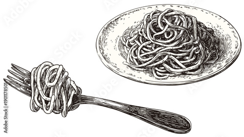 spaghetti with sauce pasta vector illustration 