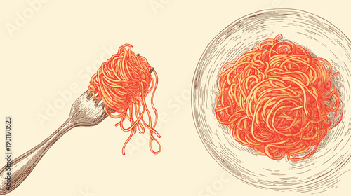 spaghetti with sauce pasta vector illustration 