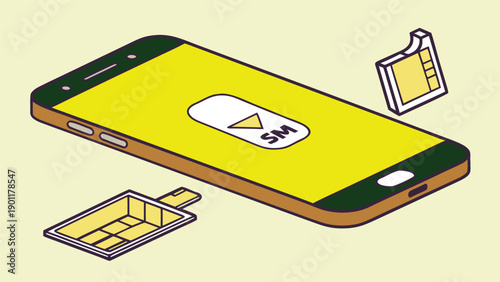 Minimal Vector Illustration of Smartphone and SIM Card