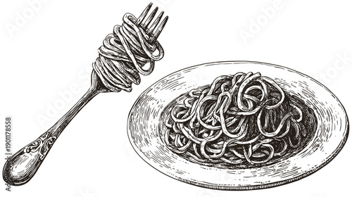 italian pasta vector hand drawn illustration 