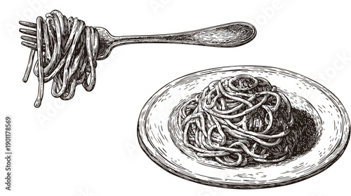 spaghetti with sauce pasta vector illustration 