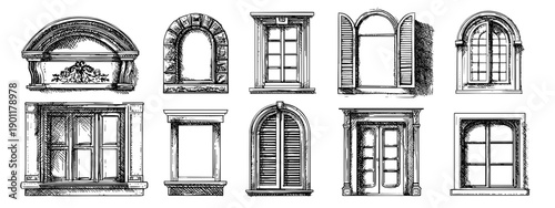 set of antique windows