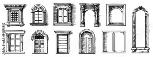 set of antique windows