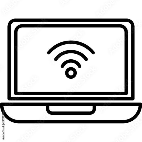 Laptop computer with wireless signal Icon