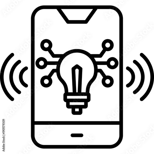 Smartphone with wireless signal Icon