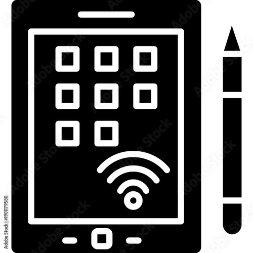Tablet with wireless signal Icon