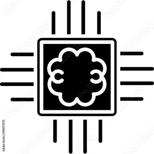 Processor chip with brain Icon