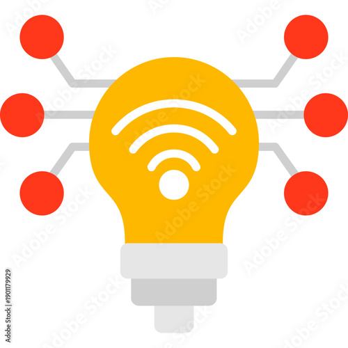 Light bulb with wireless signal Icon