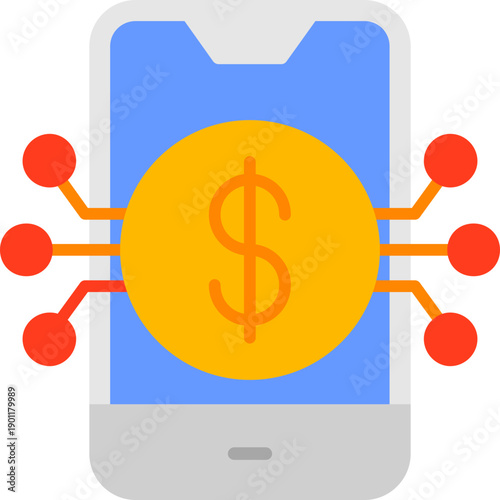 Mobile phone with currency symbol Icon
