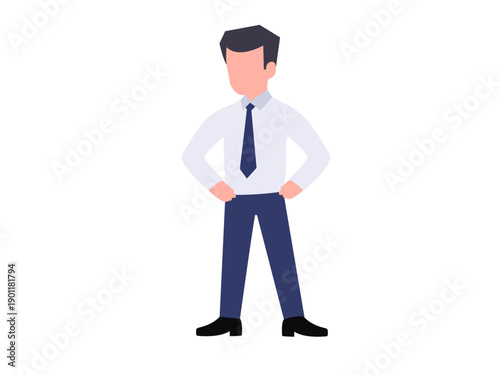 Confident Businessman Standing Pose – Flat Vector Illustration
