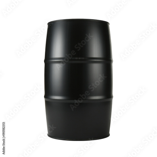 Black steel barrel drum industrial isolated on a transparent background