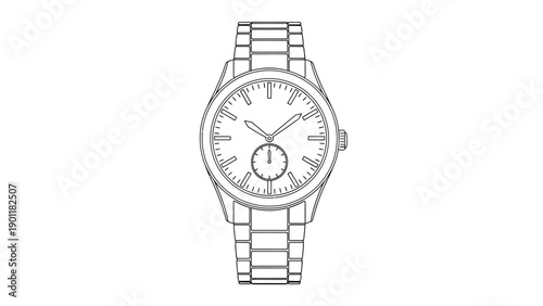 Elegant Wristwatch Line Art - Classic Timepiece Design