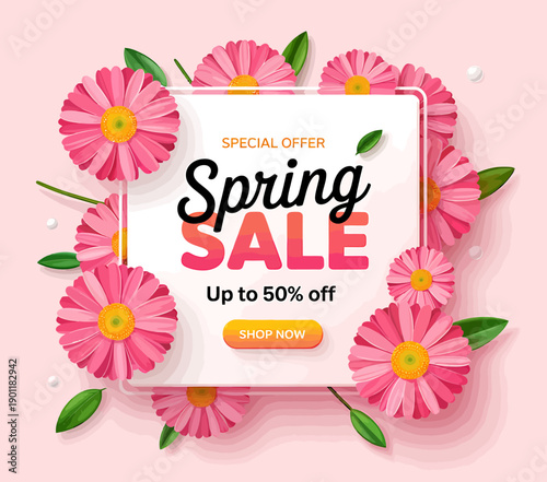 Spring sale special offer up to fifty percent off shopping flowers