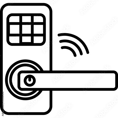 Door lock with wireless signal Icon