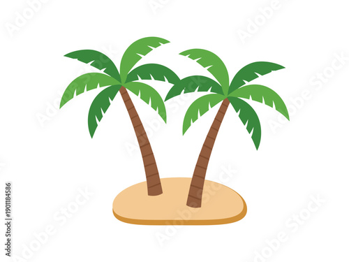 Flat coconut palm tree tropical illustration
