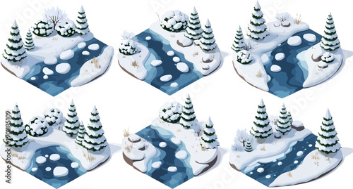 winter river island landscape