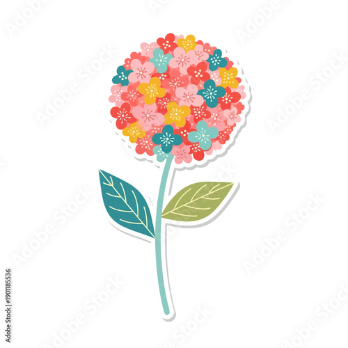 Colorful Floral Hydrangea with Pink Yellow and Blue Blooms